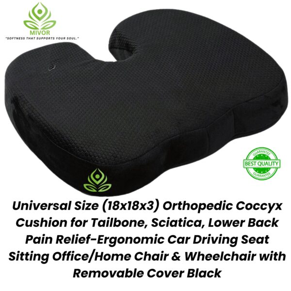 "Coccyx Ultimate Pro – High-Density Memory Foam Seat Cushion for Chair & Car | Ergonomic Support for Tailbone, Sciatica & Hip Pain | Contoured Design for Office/Home | Supports Up to 100 Kg" - Image 3