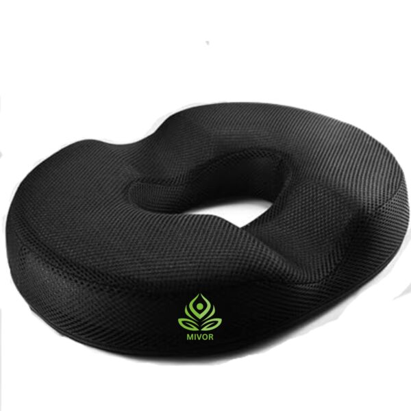 Donut Coccyx Pillow for Tailbone Pain Orthopedic Coccyx Cushion for Tailbone, Piles, Hemorrhoids & Lumbar Pain Relief | Ideal for Sitting at Home, Office & Car – Black" - Image 2