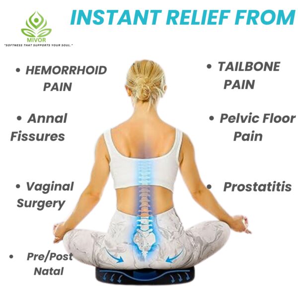 Donut Coccyx Pillow for Tailbone Pain Orthopedic Coccyx Cushion for Tailbone, Piles, Hemorrhoids & Lumbar Pain Relief | Ideal for Sitting at Home, Office & Car – Black" - Image 5