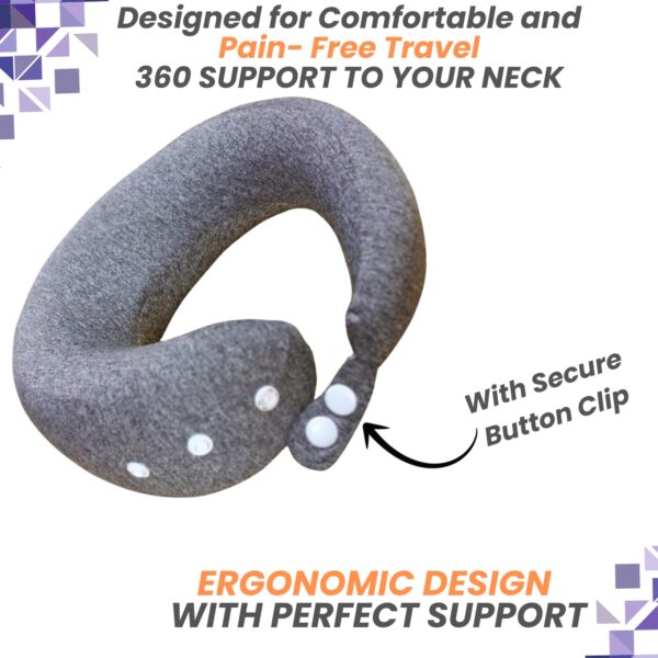 C-Neck Memory Foam Travel Pillow – 360° Neck Support | Adjustable, Breathable & Washable for Flight, Car & Long Travel - Image 3