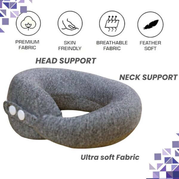 C-Neck Memory Foam Travel Pillow – 360° Neck Support | Adjustable, Breathable & Washable for Flight, Car & Long Travel - Image 2