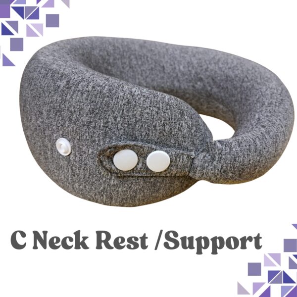 C-Neck Memory Foam Travel Pillow – 360° Neck Support | Adjustable, Breathable & Washable for Flight, Car & Long Travel