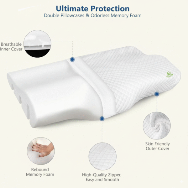 Contour curve orthopaedic memory pillow – sleeping pillow, cervical pain relief, posture correction , wake up refresh, KNEE & LOWER BACK ORTHOPEDIC SUPPORT WITH ERGONOMIC DESIGN WITH MIVOR PRODUCT. WWW.MIVOR.IN- BUY NOW