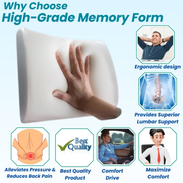 Ergonomic Lumbar Support Pillow – Orthopedic Memory Foam Cushion for Back Pain & Posture | Use at Home, in Car or Office - Image 4