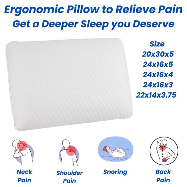 Orthopedic Memory Foam Pillow for Better Sleep, Shoulder and Neck Pain Relief- Size-24x16x3 Slim Standard, (2 Years Warranty), Wake Up Pain-Free. - Image 4