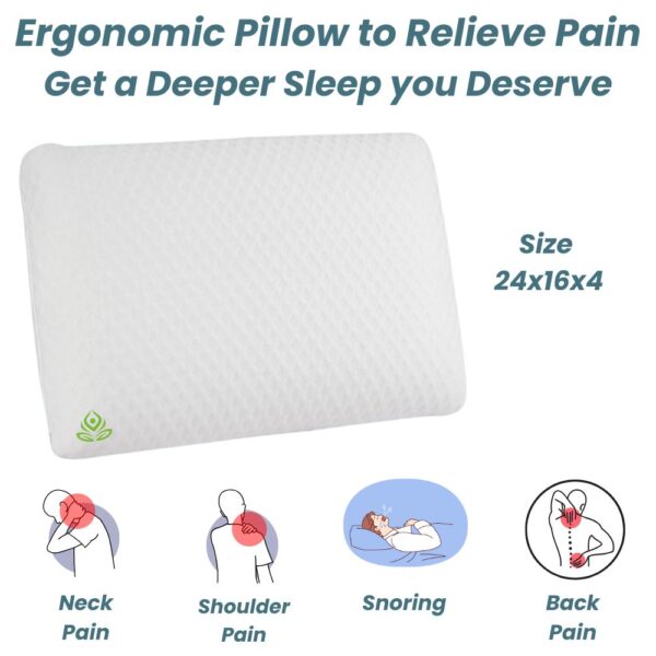 Orthopedic Memory Foam Pillow for Neck & Shoulder Pain Relief – Standard Size (24x16x4), Ergonomic Support for Better Sleep, 2-Year Warranty - Image 5
