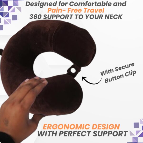 Memory Foam Travel Neck Pillow –360° Adjustable Support for Car, Flight & Long Trips | Breathable & Washable Comfort (2 Year Warranty) - Image 4