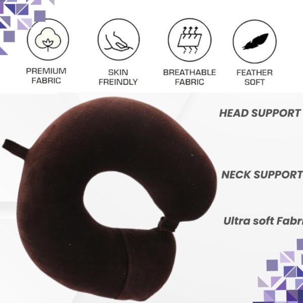 Memory Foam Travel Neck Pillow –360° Adjustable Support for Car, Flight & Long Trips | Breathable & Washable Comfort (2 Year Warranty) - Image 3