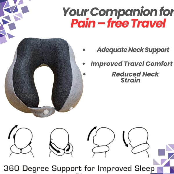 Zig-Zag Memory Foam Travel Neck Pillow – 360° Support | Adjustable, Breathable & Washable for Flight, Car & Long Travel Comfort - Image 5