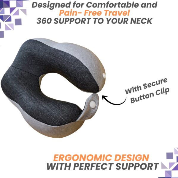 Zig-Zag Memory Foam Travel Neck Pillow – 360° Support | Adjustable, Breathable & Washable for Flight, Car & Long Travel Comfort - Image 4