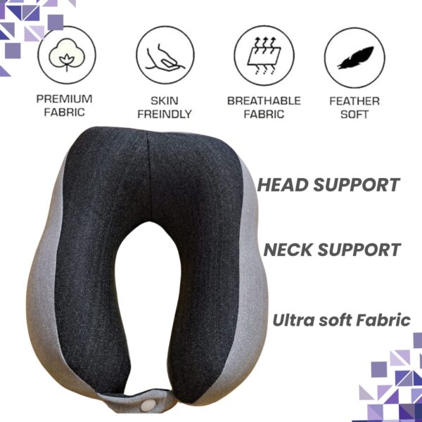 Zig-Zag Memory Foam Travel Neck Pillow – 360° Support | Adjustable, Breathable & Washable for Flight, Car & Long Travel Comfort - Image 3