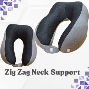 Zig-Zag Memory Foam Travel Neck Pillow – 360° Support | Adjustable, Breathable & Washable for Flight, Car & Long Travel Comfort