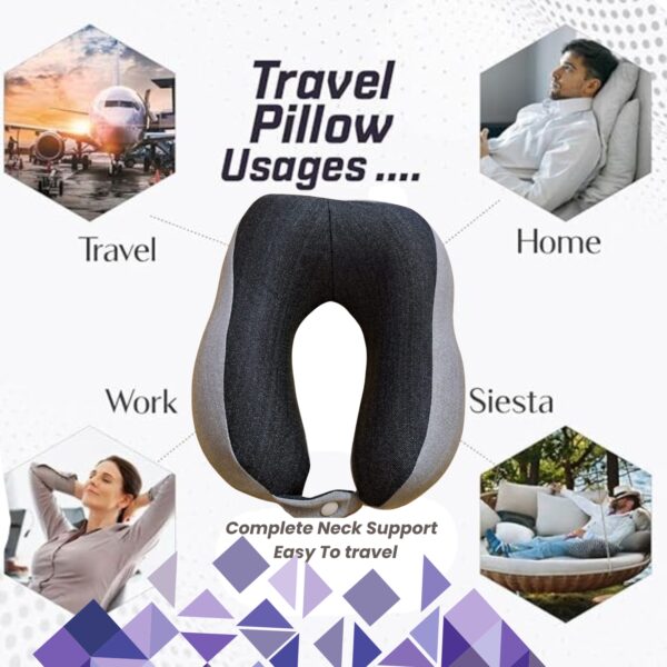 Zig-Zag Memory Foam Travel Neck Pillow – 360° Support | Adjustable, Breathable & Washable for Flight, Car & Long Travel Comfort - Image 2