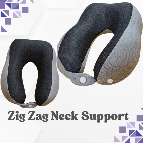 Zig-Zag Memory Foam Travel Neck Pillow – 360° Support | Adjustable, Breathable & Washable for Flight, Car & Long Travel Comfort
