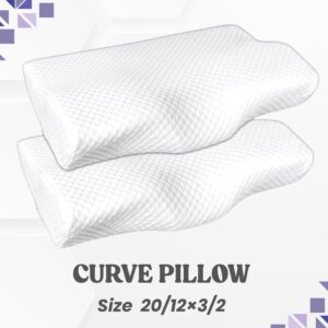 Orthopedic Contour Curve Memory Pillow - Cervical Pillow for Neck Pain, Wake up pain free with Standard Size- 20/12x3/2, (2 Years Warranty)