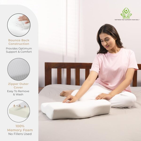 Orthopedic Contour Curve Memory Pillow - Cervical Pillow for Neck Pain, Wake up pain free with Standard Size- 20/12x3/2, (2 Years Warranty) - Image 6