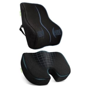 Mivor Coccyx Seat Cushion for Tailbone & Back Support for Chair & Car Seat  |  Orthopedic Memory Foam Sitting Cushion Combo  |  Relieves Back, Sciatica, Hip, Seat Bone Pain - for Car Seat, Office & Home Chair  |  2 Years Warranty
