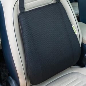 Mivor Car Seat Back Support | 2 Years Warranty | Memory Foam Backrest Lumbar Support Cushion for Comfortable Long Drive & Daily Commute | Suitable for All Car Seats (Black, Pack of 1)