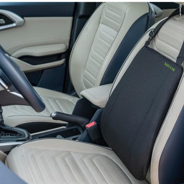 Mivor Car Seat Back Support | 2 Years Warranty | Memory Foam Backrest Lumbar Support Cushion for Comfortable Long Drive & Daily Commute | Suitable for All Car Seats (Black, Pack of 1) - Image 2