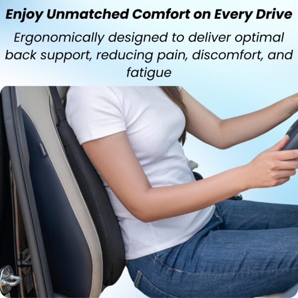 Mivor Car Seat Back Support | 2 Years Warranty | Memory Foam Backrest Lumbar Support Cushion for Comfortable Long Drive & Daily Commute | Suitable for All Car Seats (Black, Pack of 1) - Image 4