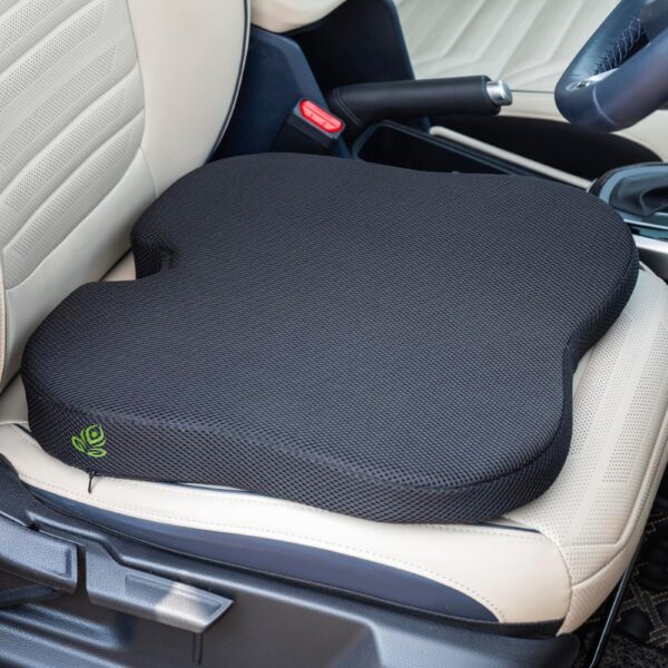 Mivor Ultimate Car Wedge Seat Cushion | Memory Foam Cushion with Coccyx Tailbone Cut-out | Relieves Hip Pain & Tailbone Pain, Lower Back Pain | Black | 2-Year Warranty - Image 2