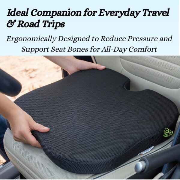 Mivor Ultimate Car Wedge Seat Cushion | Memory Foam Cushion with Coccyx Tailbone Cut-out | Relieves Hip Pain & Tailbone Pain, Lower Back Pain | Black | 2-Year Warranty - Image 4