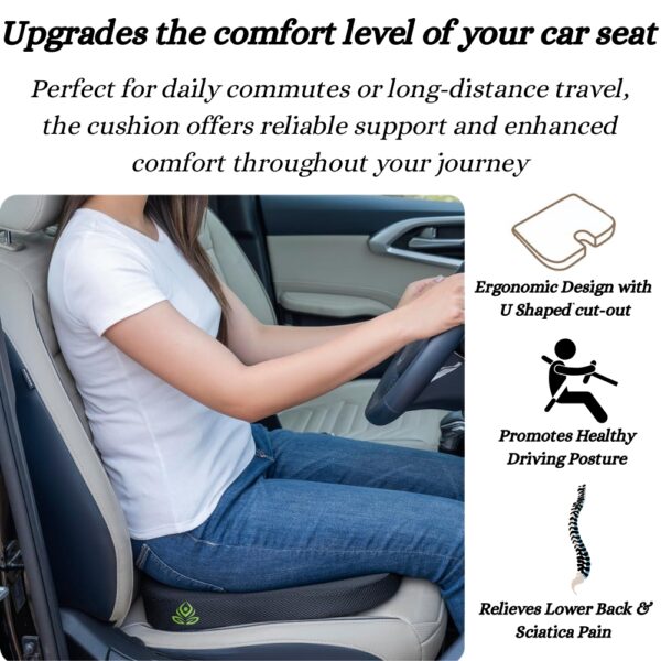 Mivor Ultimate Car Wedge Seat Cushion | Memory Foam Cushion with Coccyx Tailbone Cut-out | Relieves Hip Pain & Tailbone Pain, Lower Back Pain | Black | 2-Year Warranty - Image 6