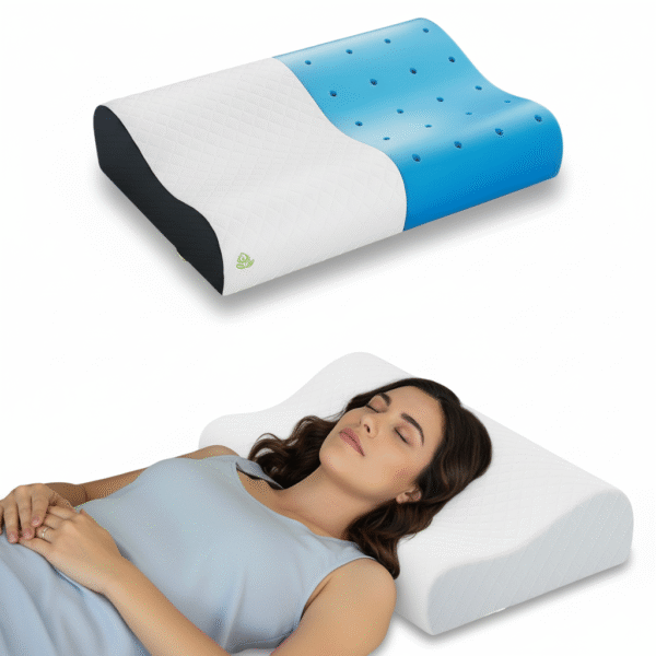 Contour curve cool gel orthopaedic memory pillow – sleeping pillow, cervical pain relief, posture correction , wake up refresh, KNEE & LOWER BACK ORTHOPEDIC SUPPORT WITH ERGONOMIC DESIGN WITH MIVOR PRODUCT. WWW.MIVOR.IN- BUY NOW