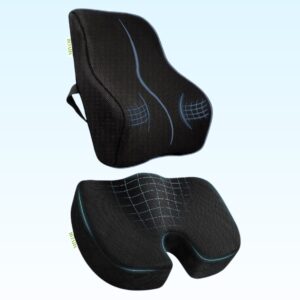 Car Seat Combo – Memory Foam Coccyx Cushion & Back Support for Office, Car & Home | Orthopedic Relief for Tailbone & Lower Back Pain | 2-Year Warranty