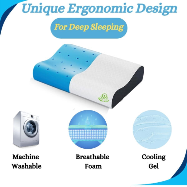 Breathable Cooling Gel Contour Memory Foam Pillow | 2 Year Warranty | Neck Support Cervical Pillow for Pain Relief - Orthopedic Ergonomic Support for Side, Back and Stomach Sleepers |Size- Standard 24x14x4/3 - Image 7