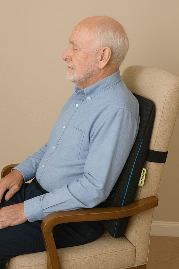 Mivor Back Support Cushion (Backrest) – Orthopedic Memory Foam Lumbar Cushion for Office, Car & Home | Mesh Black | Pain Relief | Size- 18x15x5 | 1-Year Warranty - Image 7