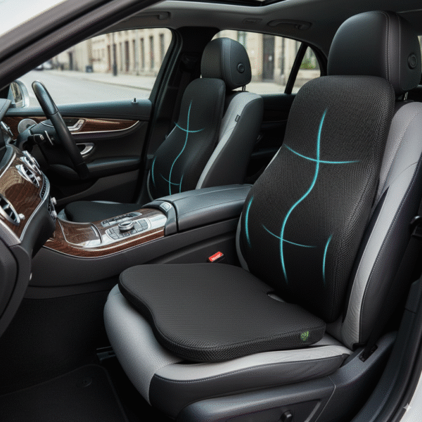 CAR SEAT combo- backrest & CUSHION, CAR ACCESSORIES, SPINE, KNEE & LOWER BACK ORTHOPEDIC SUPPORT WITH ERGONOMIC DESIGN WITH MIVOR PRODUCT. WWW.MIVOR.IN- BUY NOW