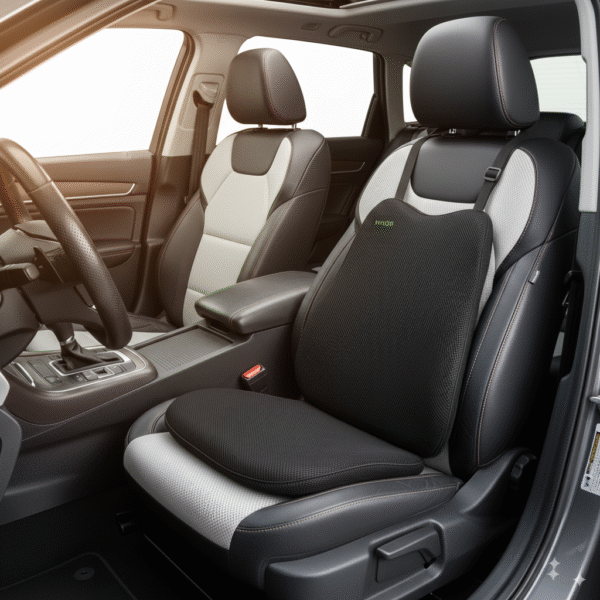 CAR SEAT BACKREST, CAR ACCESSORIES, MEMORY FOAM, SPINE, KNEE & LOWER BACK ORTHOPEDIC SUPPORT WITH ERGONOMIC DESIGN WITH MIVOR PRODUCT. WWW.MIVOR.IN- BUY NOW