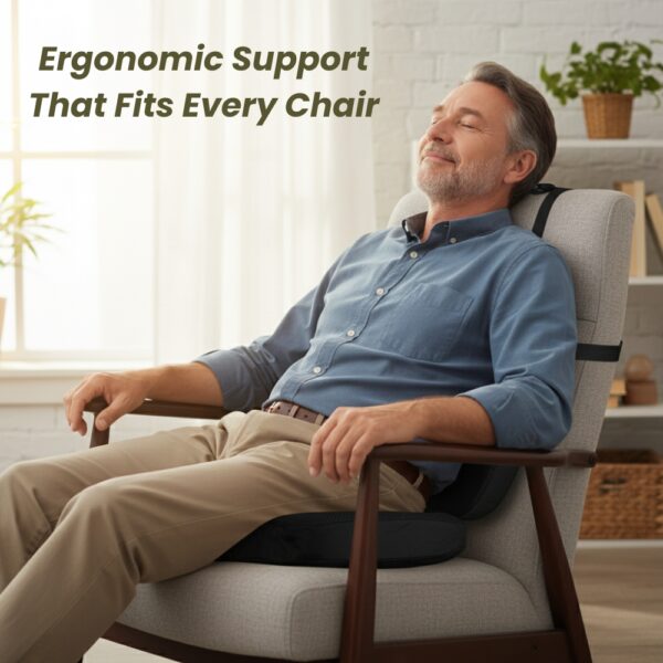 Office & Home Comfort care Combo – Memory Foam Backrest & Seat Cushion | Turn Every Chair into a Comfort Zone | Tailbone, Sciatica & Lumbar Pain Relief | Posture Support | 1-Year Warranty - Image 4