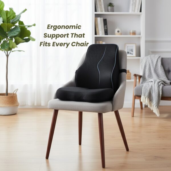 Office and home chair combo, memory foam backrest and cushion for long sitting comfort, MEMORY FOAM, SPINE, KNEE & LOWER BACK ORTHOPEDIC SUPPORT WITH ERGONOMIC DESIGN WITH MIVOR PRODUCT. WWW.MIVOR.IN- BUY NOW